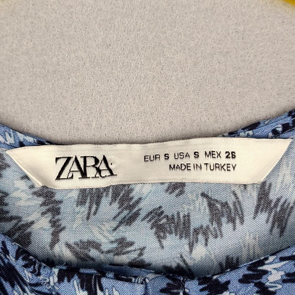 Zara The Angel Prairie Floral Midi Dress Boho Cottagecore Blue Small Tiered - Picture 6 of 10